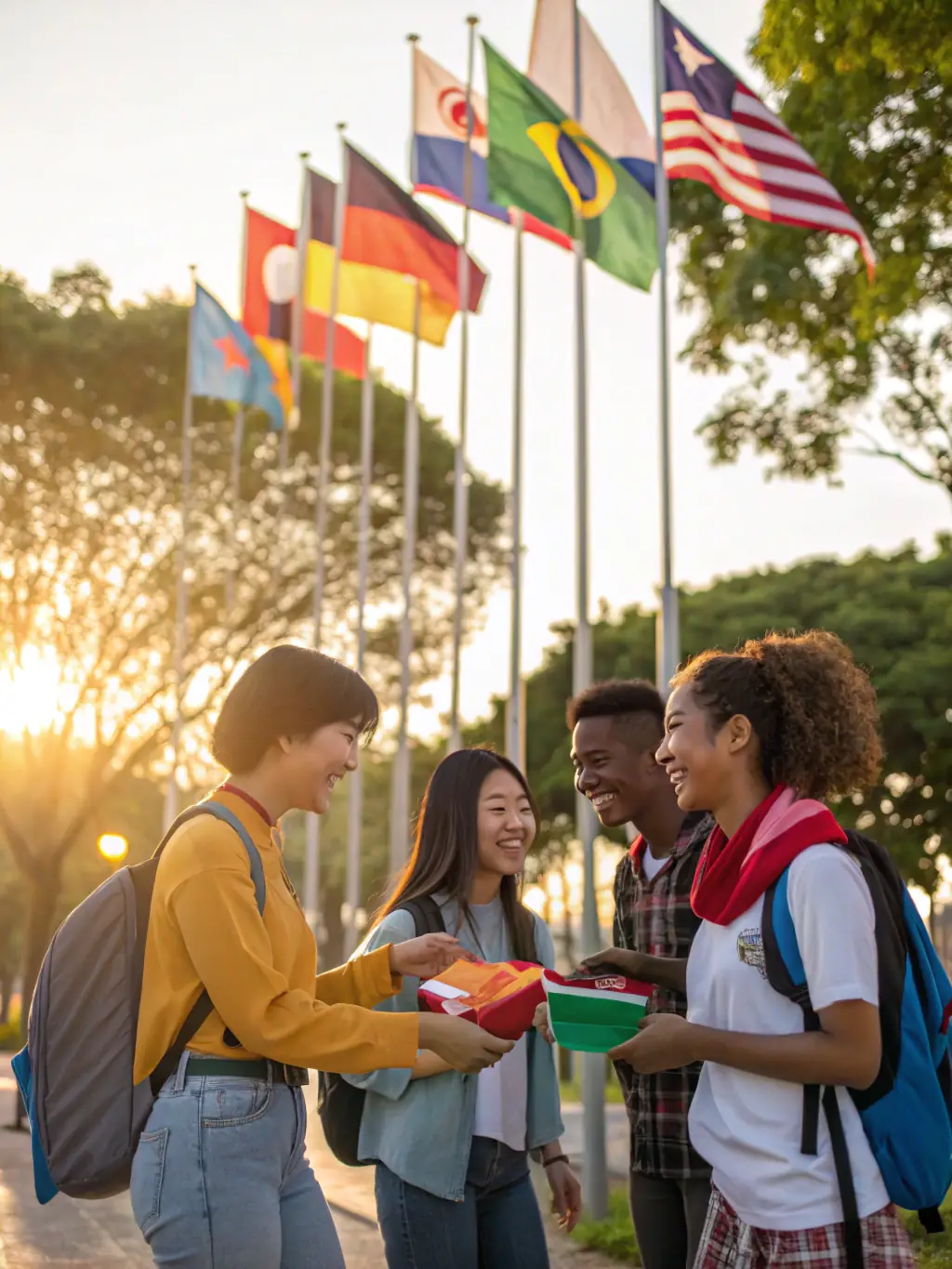 A picture of young people participating in a cultural exchange program, highlighting the organization's commitment to international collaboration and cross-cultural understanding.