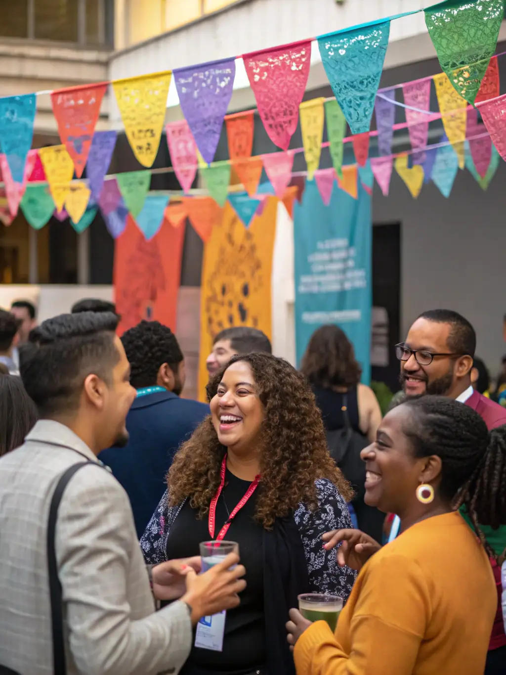 A dynamic image of a cultural exchange event, featuring people from different backgrounds interacting and sharing their traditions, organized by ASSOCIATION LA PARALLELE.